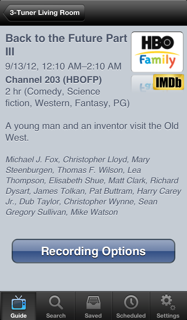 Recordings details view